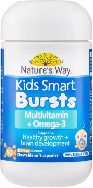 Kids Smart Bursts Multi & Omega-3 50 Caps x 3 Pack Nature's Way