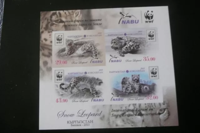 2013 Wwf  Kyrgystan Snow Leopards Imperf  Mnh Minisheet