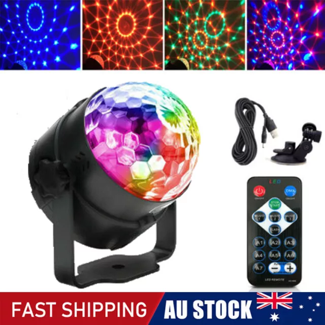 Mini Disco Lights Party DJ LED RGB Stage Lamp Laser Strobe Crystal Magic Ball AU