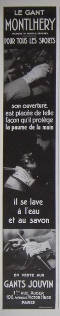 Publicité Le Gant Montlhery Pour Tous Les Sports En Vente Aux Gants Jouvin