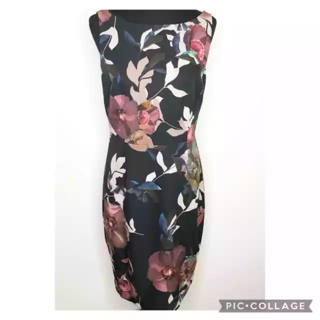 Trina Turk black floral lace back sleeveless sheath dress size 10