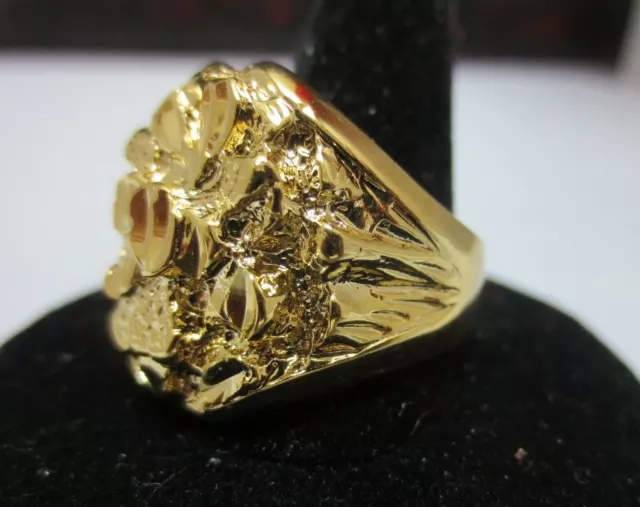 Size 12 14Kt Gold Plated Large Oval Designer Nugget Hip Hop  Ring