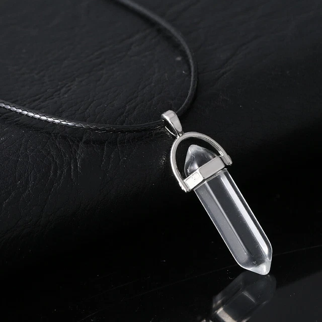 Natural Hexagonal Point Wand Gemstone Pendant Chakra Quartz Crystal Necklace US 10