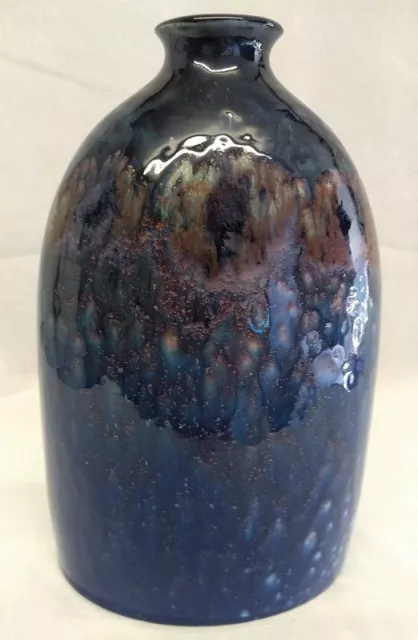 POOLE POTTERY STUDIO CELESTIAL 23cm BOTTLE VASE - UNIQUE ALAN CLARKE TRIAL PIECE