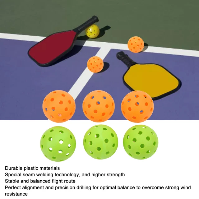 6pcs Outdoor Pickleball Balls Sports Training Pickleballs 40 Holes Pickleball Ba