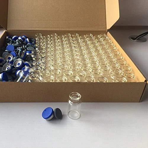 100pcs 10ml Vials-Glass Clear Bottom Headspace Vial with Plastic-Aluminum Fli...