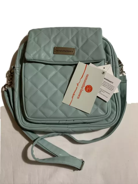 Samantha Brown QUILTED Light Teal CrossBody Bag Purse NWT