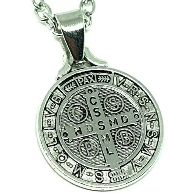 Halskette mit Anhänger des Heiligen Benedikt, Medaille, Medaillon, Kreuz,...