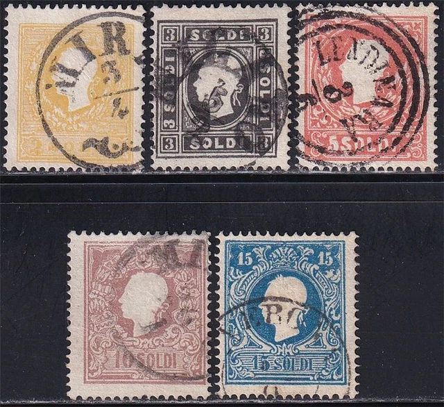 Lombardei Venetien 1858 Nr. 6-11 Type I gestempelt
