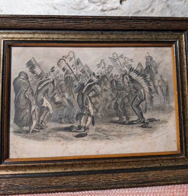 Antique Lithograph Native American Mandan Tribe 1833 Rawdon Wright & Hatch