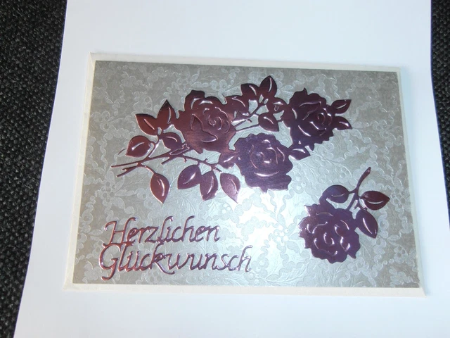 Neu Grußkarte mit Rosen und Herzlichen Glückwunsch Handarbeit