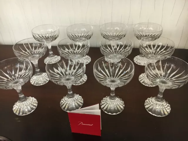 9 coupes champagne modèle Massena cristal de Baccarat (prix à la pièce)