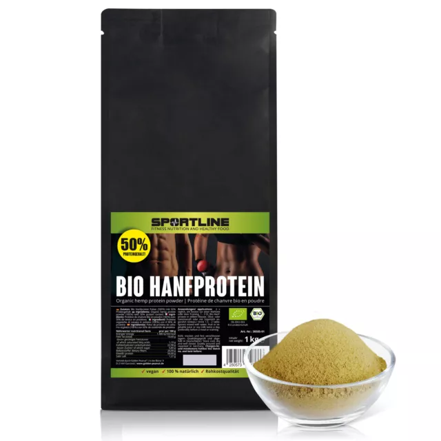 Bio Hanfprotein Eiweiss Pulver 1 kg vegan High Protein aus Hanfsamen  DE-ÖKO-003