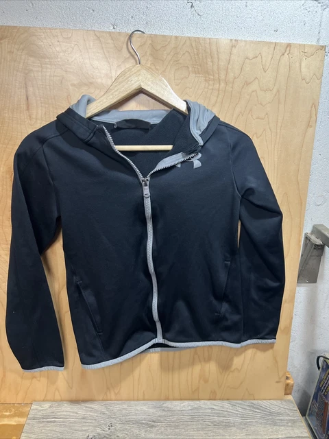Boys Kids Youth UNDER ARMOUR Long Sleeve Full Zip Hoodie Black Large