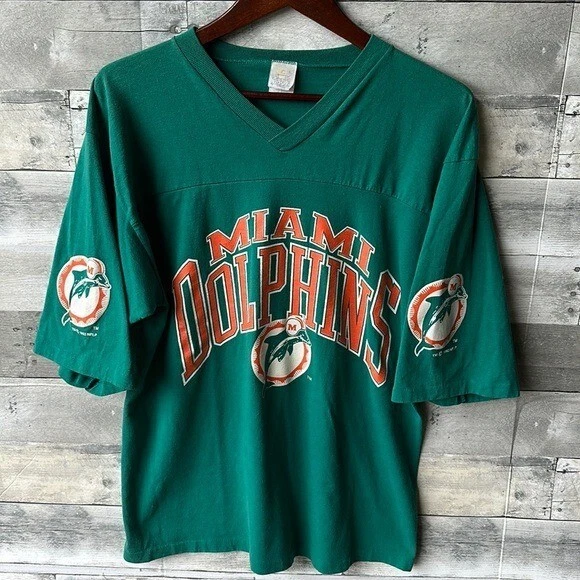 Vintage 1992 Nfl Miami Dolphins Graphic Single Stitch Tshirt Mens Large
