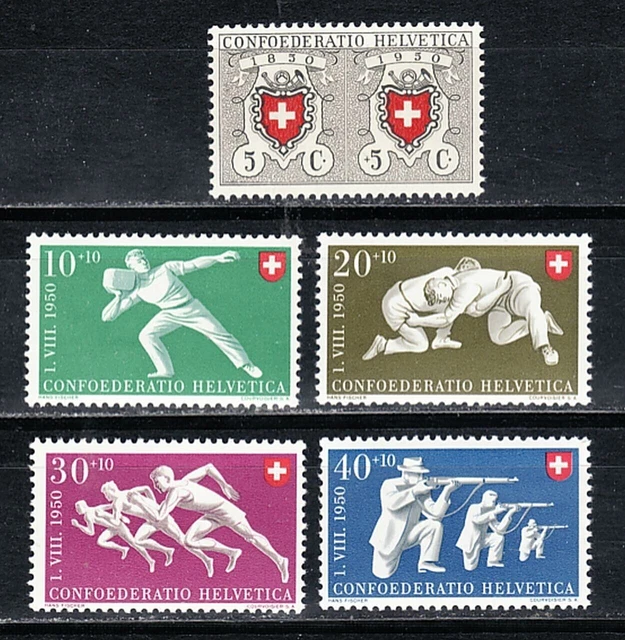 SCHWEIZ JAHRGANG 1950 Pro Patria Sport Steinstoßen Schießen Michel 545
