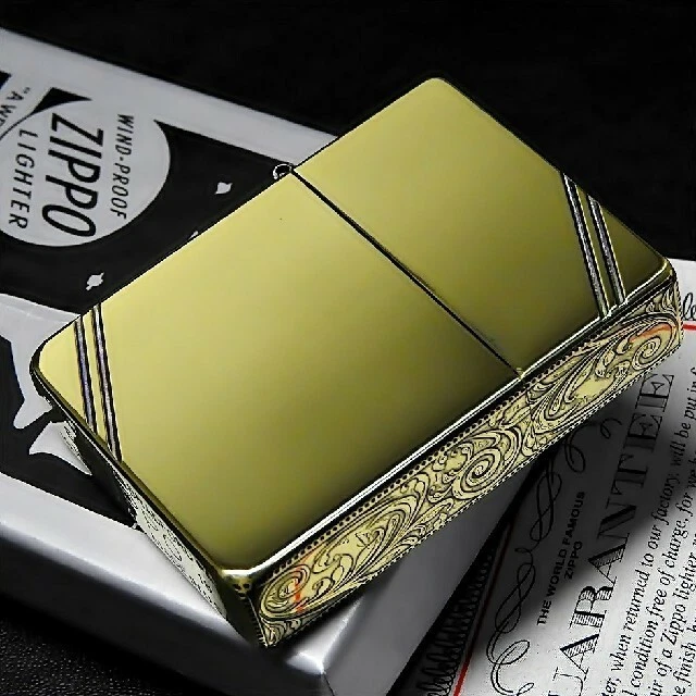 Zippo Oile Lighter 1935 Replica Arabesque Antique Gold