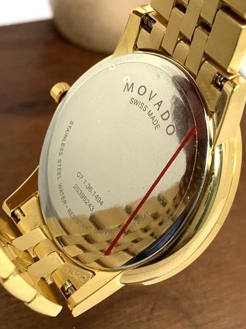 Orologio Uomo Movado 0607203 Museo Quadrante Nero Quarzo Svizzero 40mm Cinturino Acciaio Oro 5