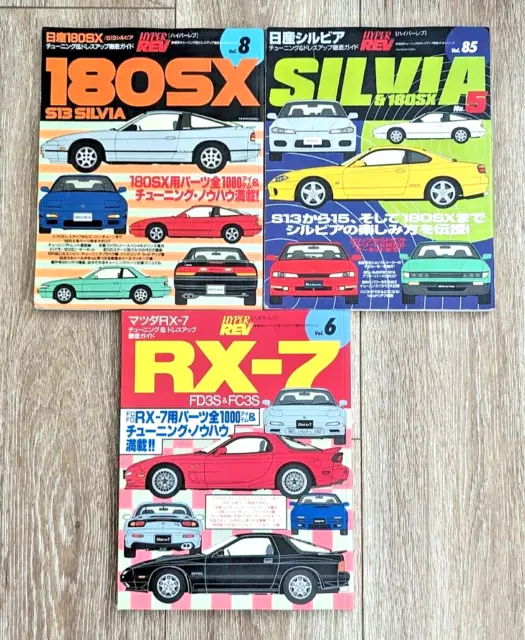 Hyper Rev Jdm Japanese Car Magazine Lot Rx-7 Vol 6, 180Sx Vol 8, Silvia Vol 85
