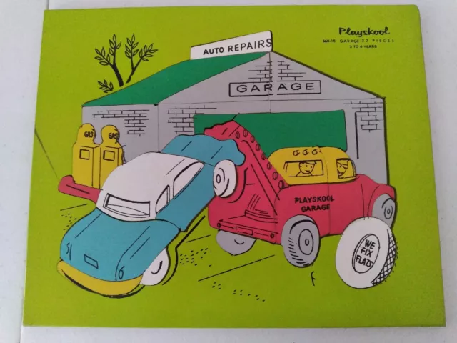 Playskool Toy Wood Puzzle Vintage Toybox Treasure Garage Auto