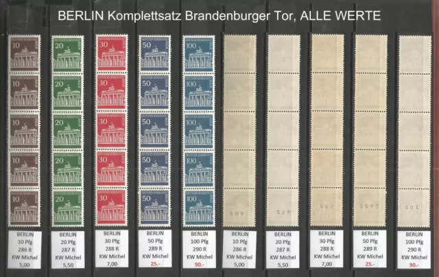 RM BERLIN Brandenburger Tor Komplettsatz 5er Streifen postfrisch