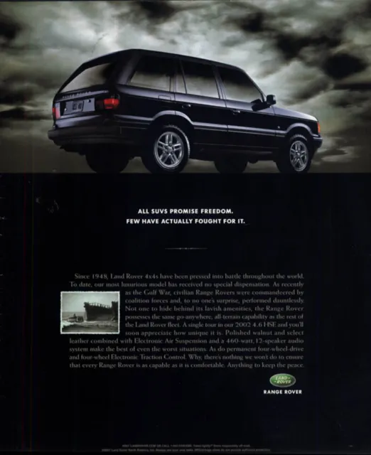 All SUVs promise freedom - Few fought for it Land Rover Range Rover ad 2001