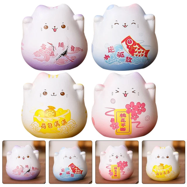 Statuina Daruma Giapponese In Ceramica - Ornamento Portafortuna Rosa, Mini Decorazione Per Tavolo, Ufficio O Auto - Simbolo Di Buon Auspicio - Foto 11