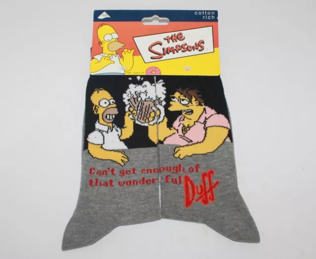 The Simpsons Homer & Barney Duff Beer Crew Socks Character Novelty Brand New OS