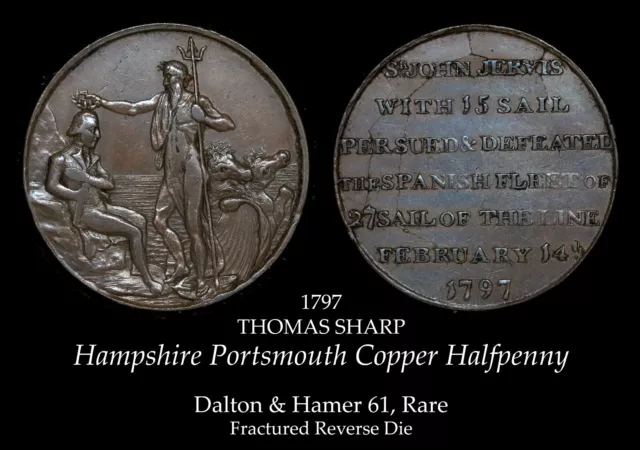 Hampshire Portsmouth Conder Halfpenny D&H 61, cool fractured reverse