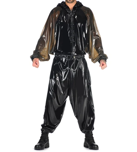 MSemis Herren Bodysticking Öl Glanz - Ärmelloser Ganzanzug Aus Elastan