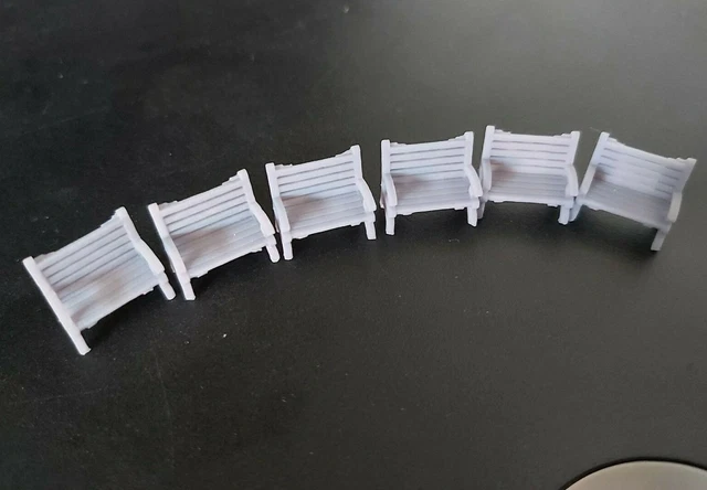 thumbnail image 2 of Evemodel 1:50 O Scale Park Bench Set – 12pcs Pre-Built Train Railway Scenery 2 of 4