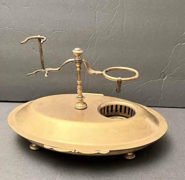 Vintage Solid Brass Vanity Shaving Set Stand Razor Brush Holder 10”L Italy