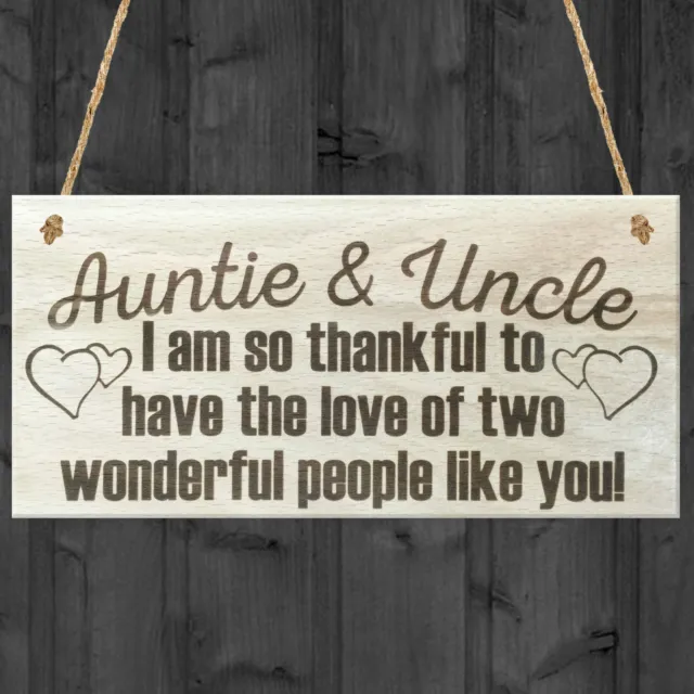 Auntie Uncle Thank You Wooden Hanging Plaque Gift Shabby Chic Love Sign Present