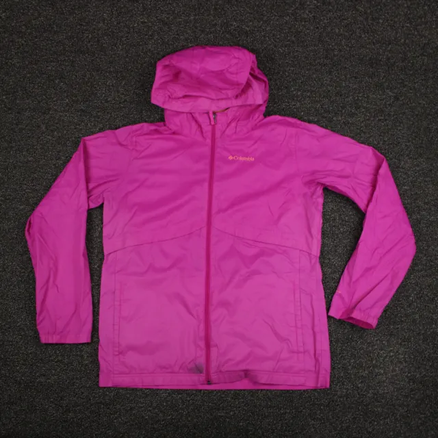 Columbia Nylon Jacket Girl XL Pink Omni-Shield Full Zip Long Sleeve Hooded Youth
