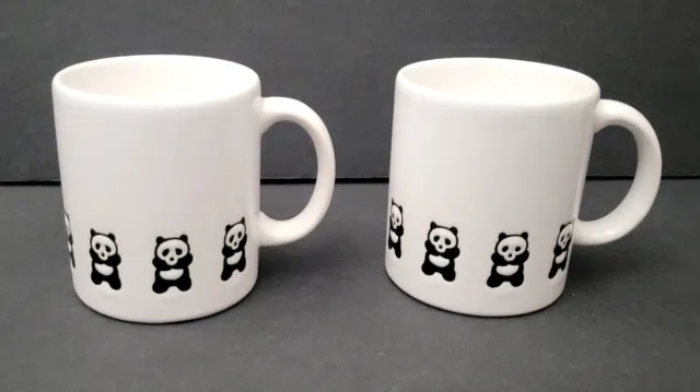 Vintage Waechtersbach Panda Bear White And Black Coffee Cups Mugs, Pair, Spain