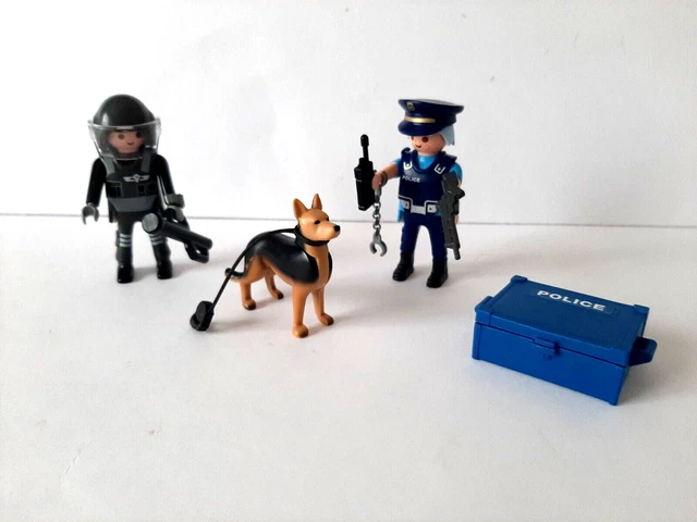 Figurine Playmobil Personnalisée : Policier Local Avec Son Chien (Inspecteur) - Occasion