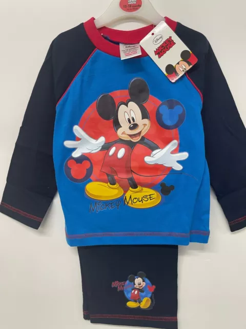 Pigiama per Bambini Bambine Mickey Mouse Disney Età 2-3 Rossi Blu