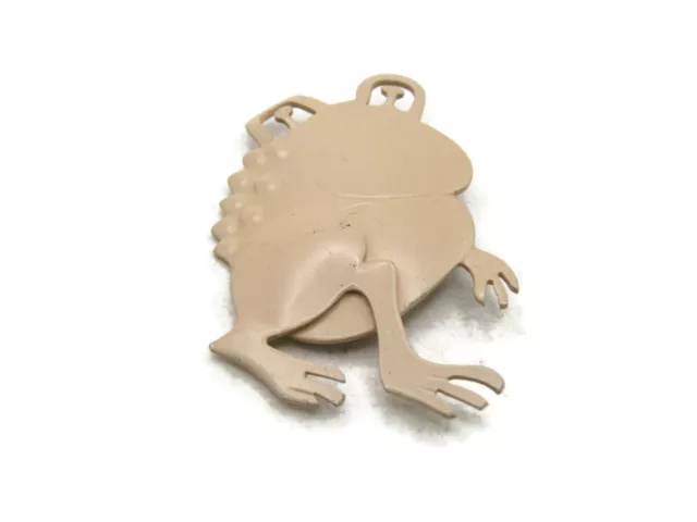 Large Vintage Cream Metal Frog Pin