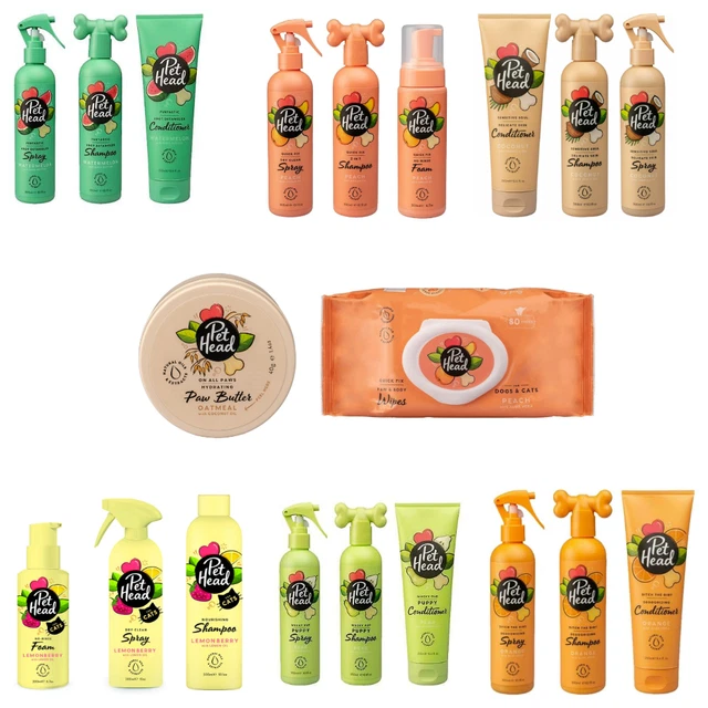 Pet Head Dog Cat Shampoo Conditioner Spray Wipes Paw Butter Full Grooming Range
