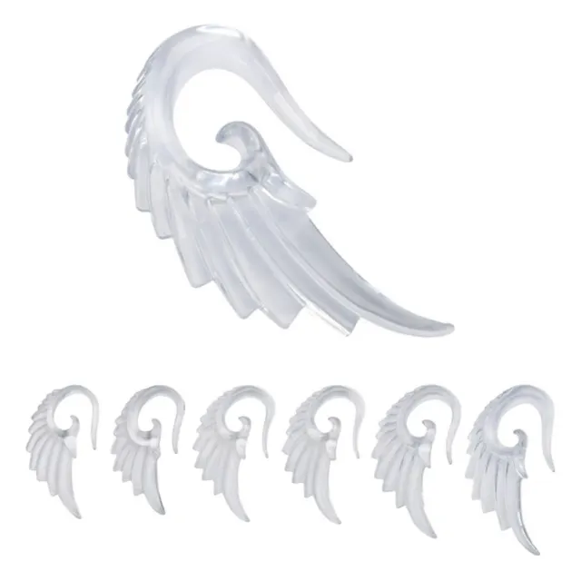 PAIR-Tapers Hangers Wings Eagle Clear Acrylic 06mm/2 Gauge Body Jewelry