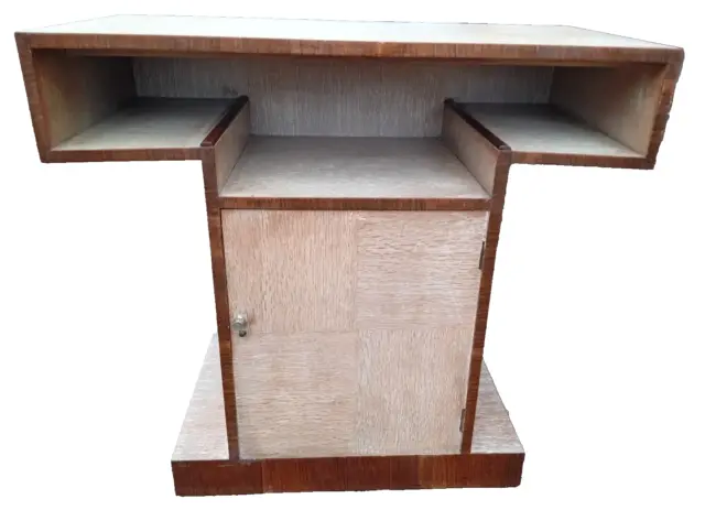 1930s Art Deco Limed Oak pedestal  side table