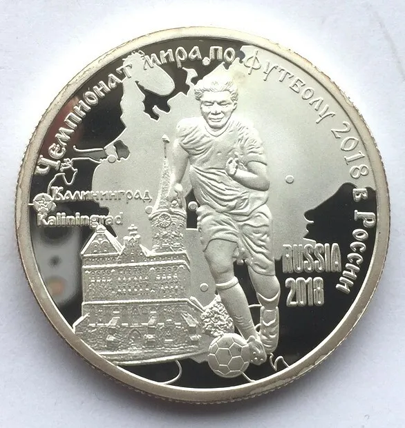 Cameroon 2018 Russian Soccer (C) 1000 Francs 1oz Silver Coin,Proof