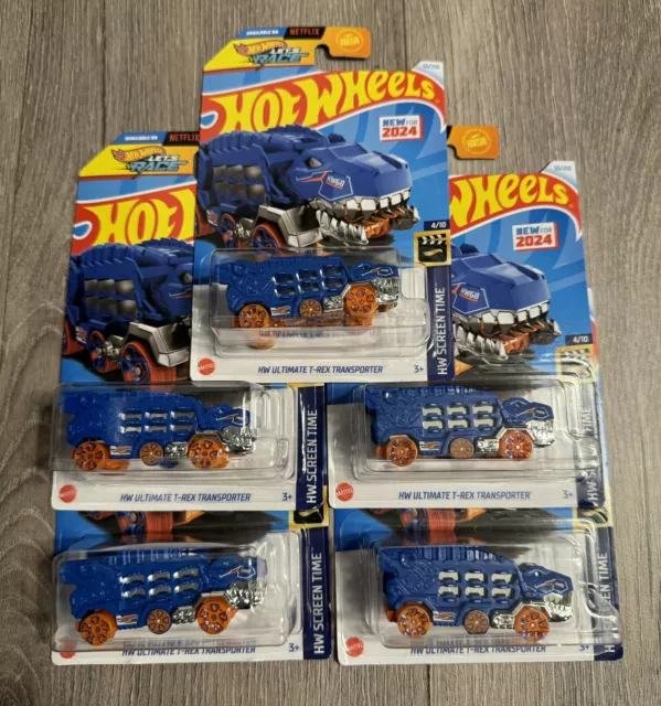 Hot Wheels Lot of 5 Netflix Let's Race 55/250 HW Ultimate T-Rex Transporter 4/10