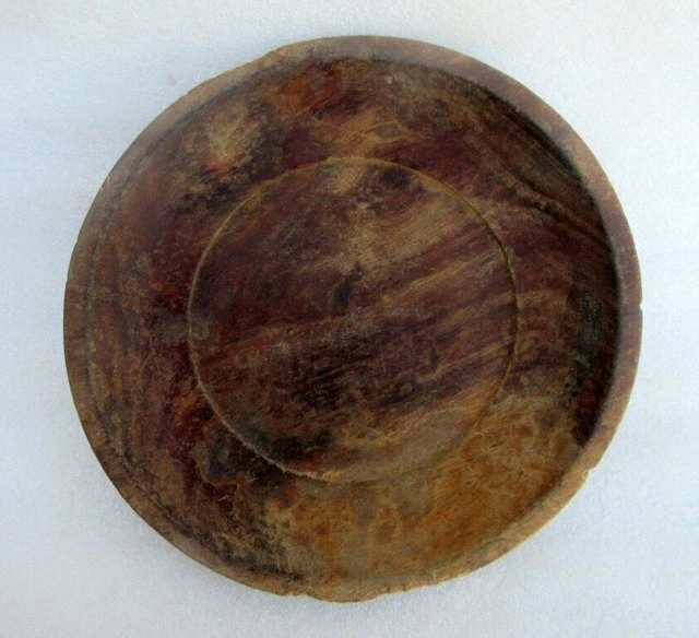 Vintage Old Rare indien sculpté à la main unique en bois fait rond bol à...
