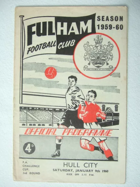 Fulham v Hull City 9.1.1960 football programme