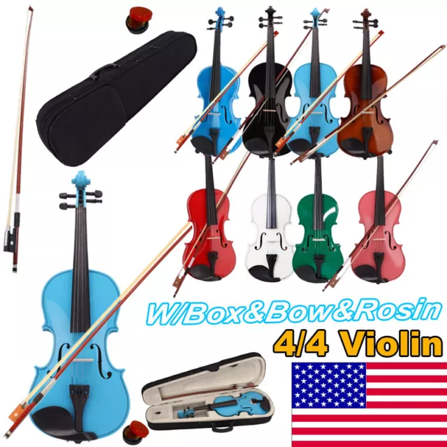 NEW Glarry 4/4 Size Acoustic Violin Fiddle with Case Bow Rosin US