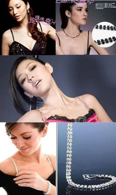 3Sets 2Rows Gold Sexy Women's Lady's Clothing Crystal Rhinestone BRA Straps