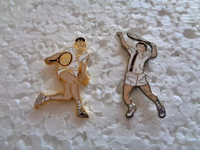 Job lot of 2 Tennis players metal lapel pins
