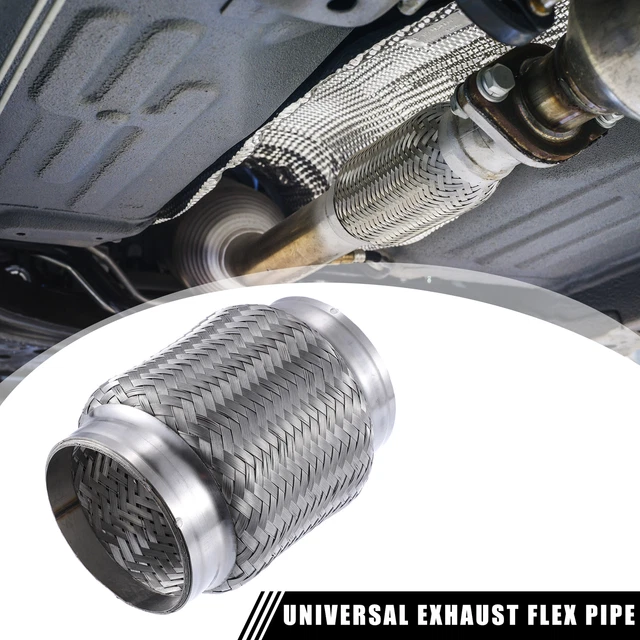 Universal 3.78" W/Ends 6.06" Long Exhaust Flex Pipe Double Braid Tube
