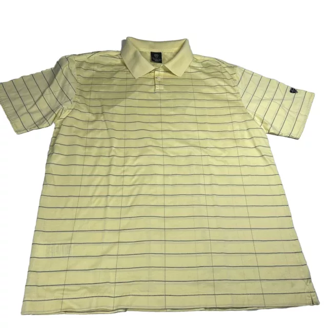 VINTAGE NIKE GOLF Polo Shirt Mens XL Yellow w/ Blue Striped Print Short ...